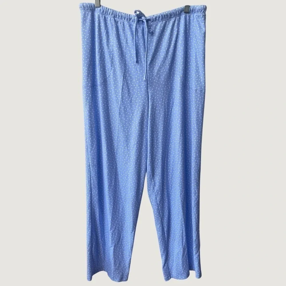 Eileen West Light Blue Polka Dot Pajama Lounge Pants Drawstring Womens Large